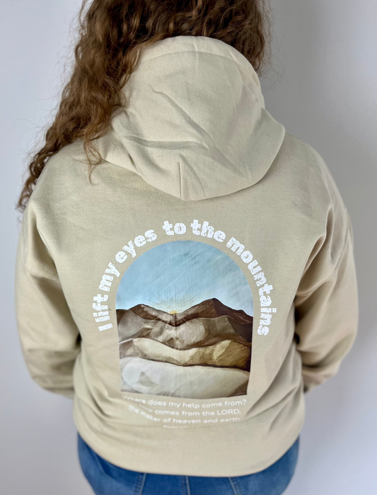 I Lift My Eyes To The Mountains Sand Hoodie