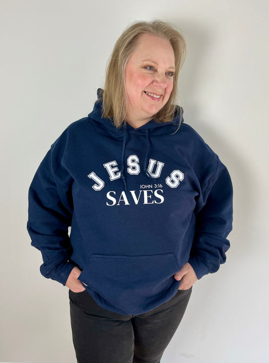 Jesus Saves Navy Hoodie