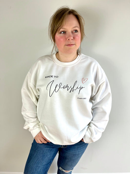 Made to Worship White Sweatshirt