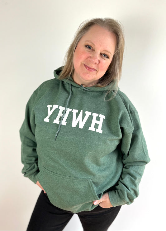 YHWH Heather Green Hoodie