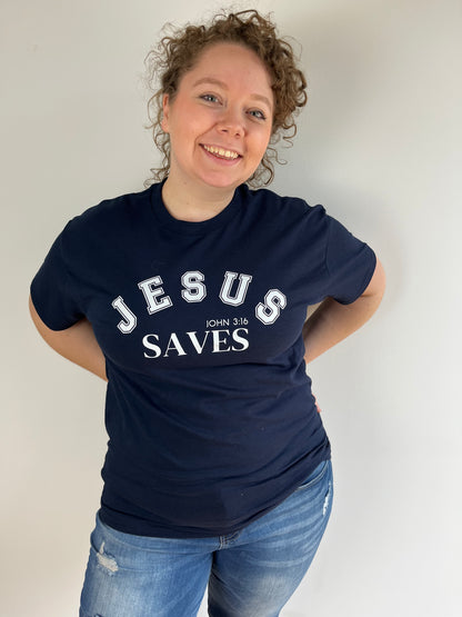 Jesus Saves Navy T-shirt