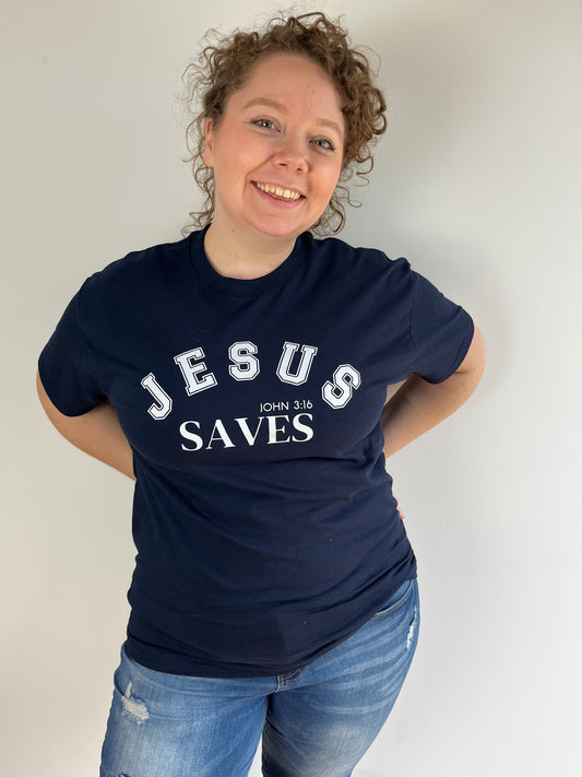 Jesus Saves Navy T-shirt