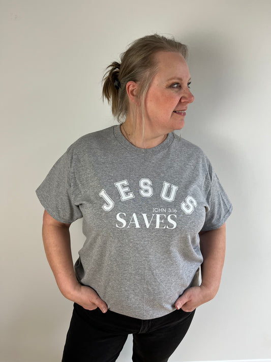 Jesus Saves Gray T-shirt