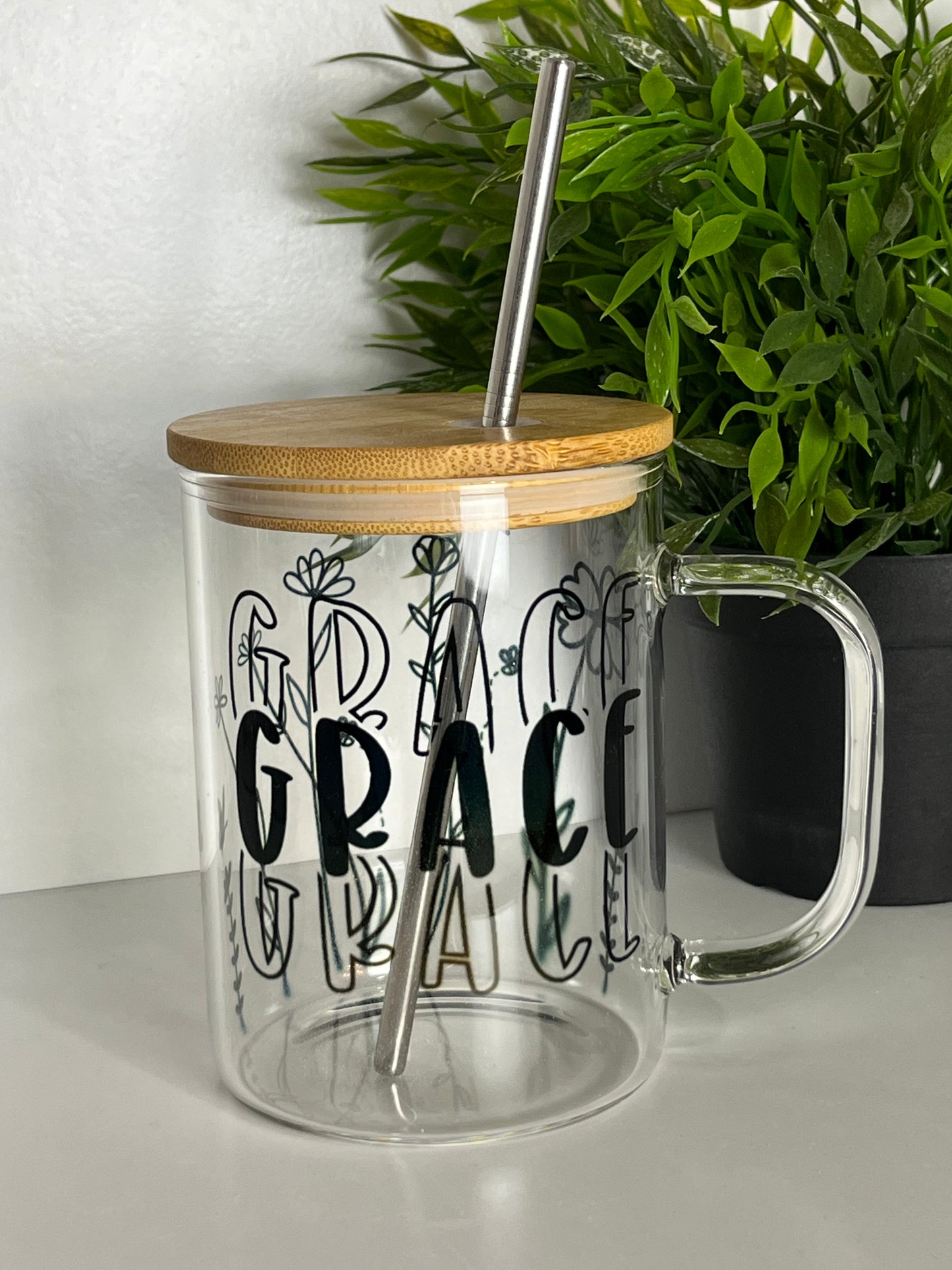 Grace Glass Mug with Straw