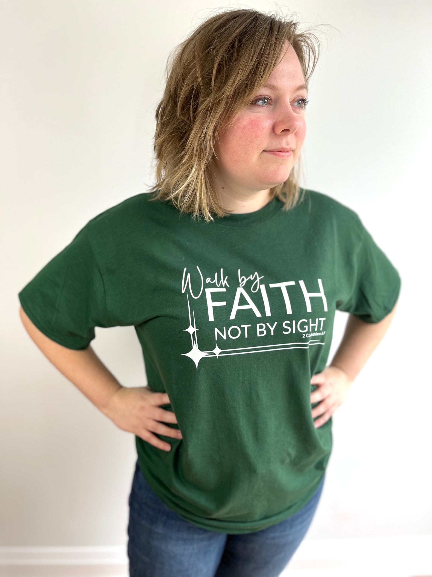 Walk By Faith Green T-shirt