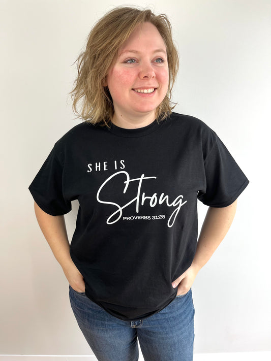 She is Strong Black T-shirt